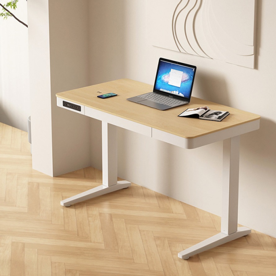 light wood color Smart Adjustable Height Electric Desk