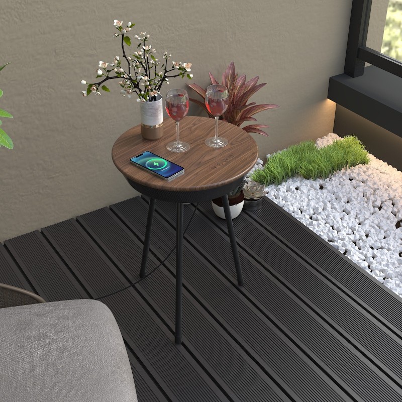 Modern Garden Furniture Universal Indoor and Outdoor Tables Wireless Charging Mental Lap Desk Bluetooth Speaker Small Side Table