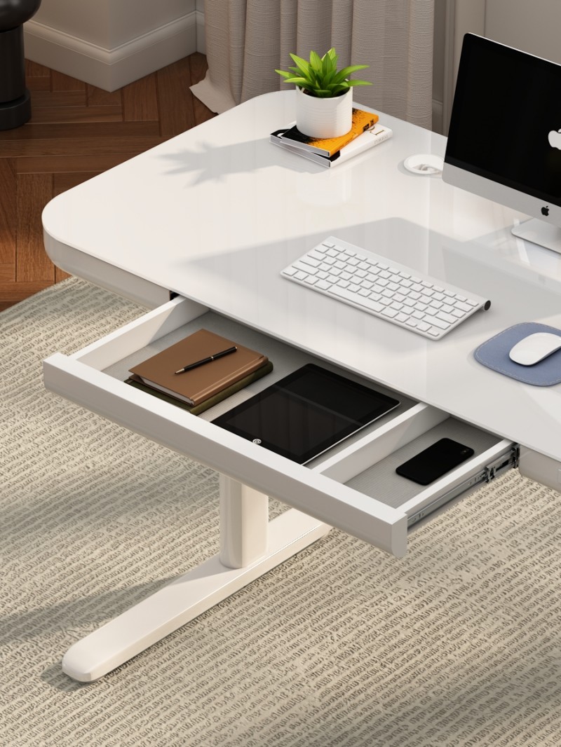 White electric lift table with drawers.jpg