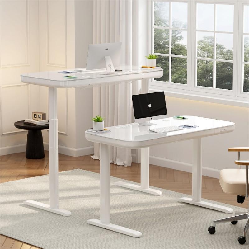 Modern l Shaped Desk With Rounded Corner Furniture and Adjustable Standing Office Desk